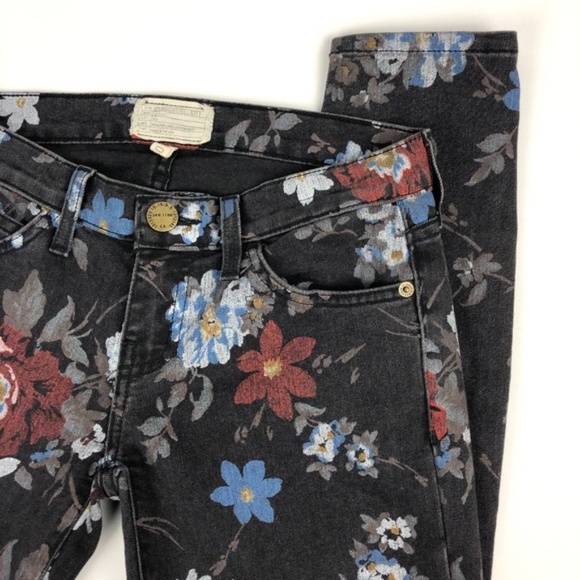 Current/Elliott 'The Stiletto' Black Wild Flower Skinny Jeans - Picture 2 of 13